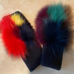 Jocelyn Multi Color Fur Gloves